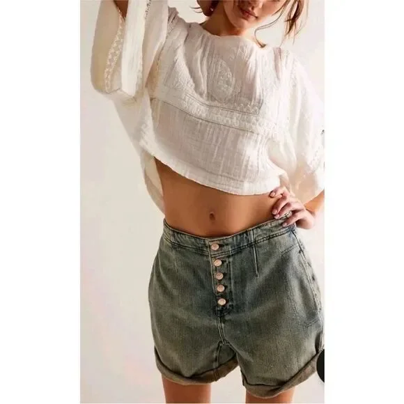 Free People Blue Jean Osaka Shorts - Picture 1 of 10